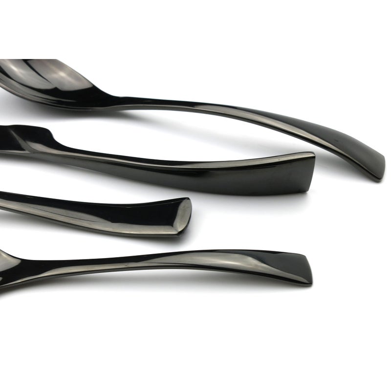 JANKNG 20-Piece 18/10 Stainless Steel Serrated Steak Knife Flatware Set, Mirror Polishing Black, Service for 4 - Image 5
